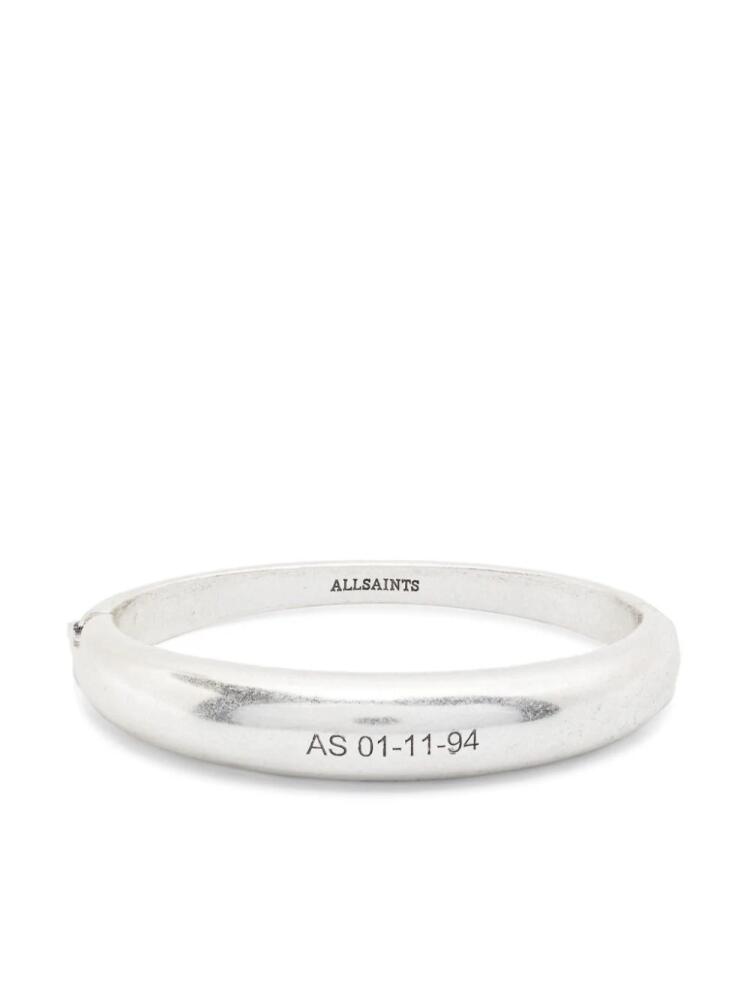 AllSaints Fern engraved logo bangle bracelet - Silver Cover