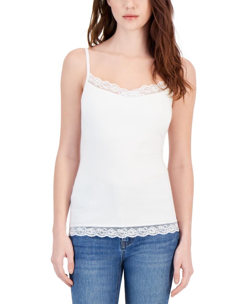 Charter Club Women's Lace-Trim Shelf-Bra Tank Top, Created for Macy's - Bright White Cover