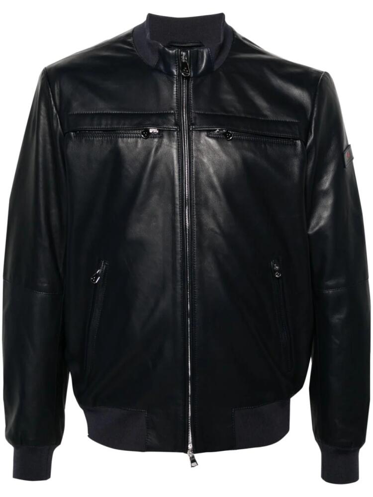 Peuterey zip-up leather bomber jacket - Blue Cover