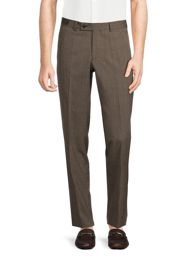 Ted Baker London Men's Flat Front Wool Blend Dress Pants - Light Brown Cover