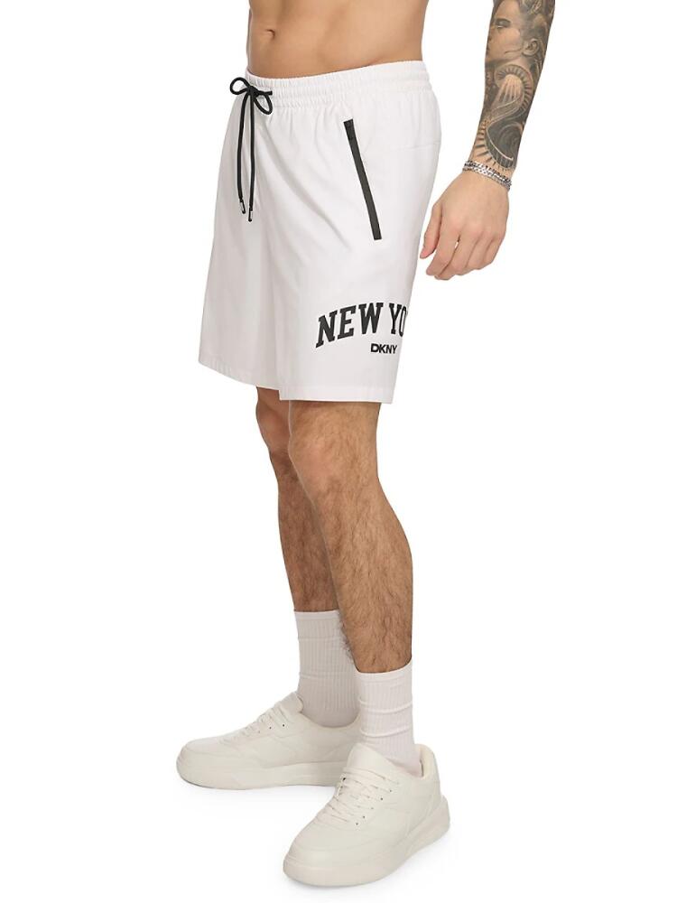 DKNY Men's New York Arch Logo Swim Shorts - White Cover