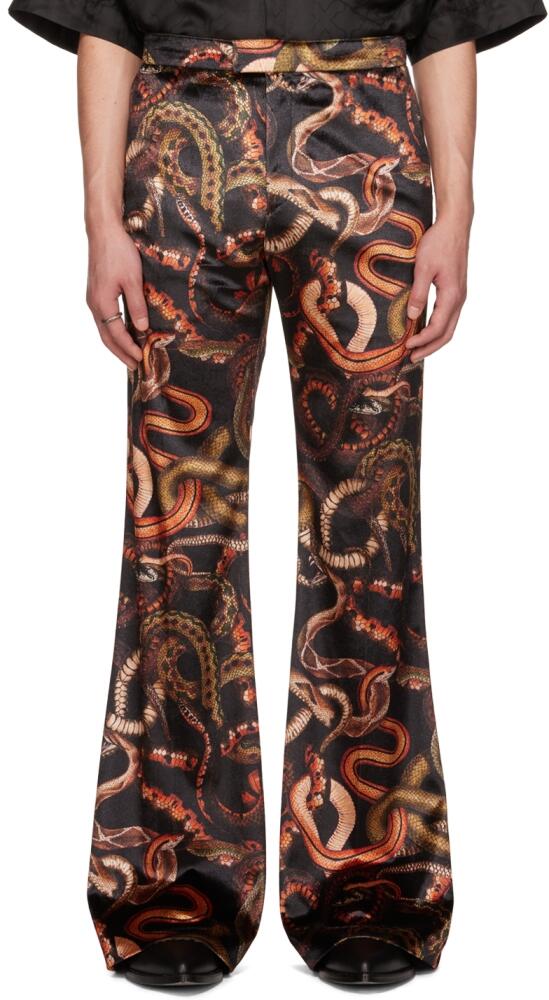 LU'U DAN Black Snake Print 70's Bellbottom Trousers Cover