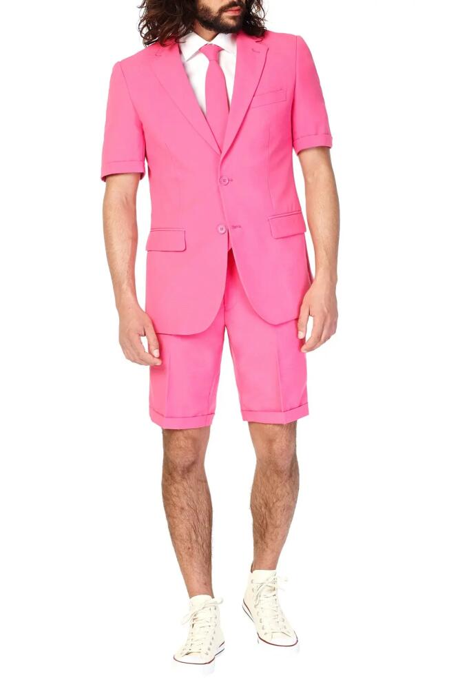 OppoSuits 'Mr. Pink - Summer' Trim Fit Two-Piece Short Suit with Tie Cover