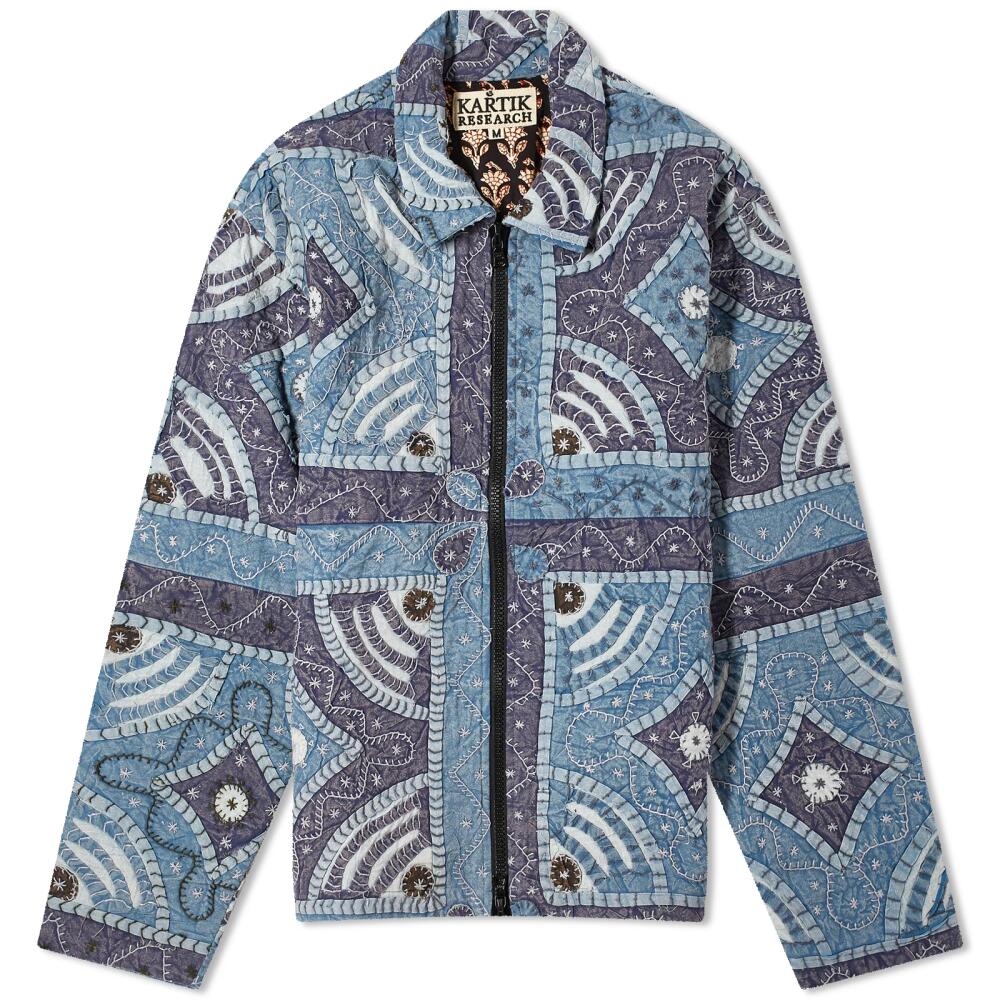 Kartik Research Men's Patchwork Zip Jacket in Blue/White/Navy Cover