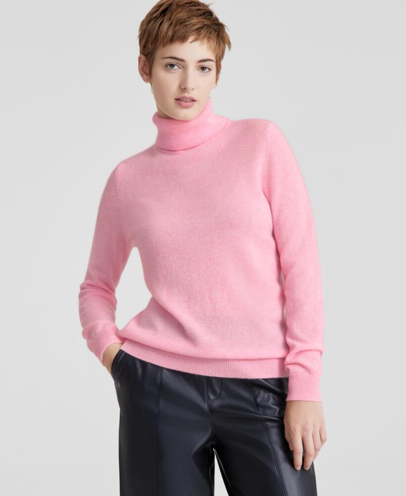 Charter Club 100% Cashmere Women's Turtleneck Sweater, Regular & Petites, Created for Macy's - Bubblegum Heather Cover