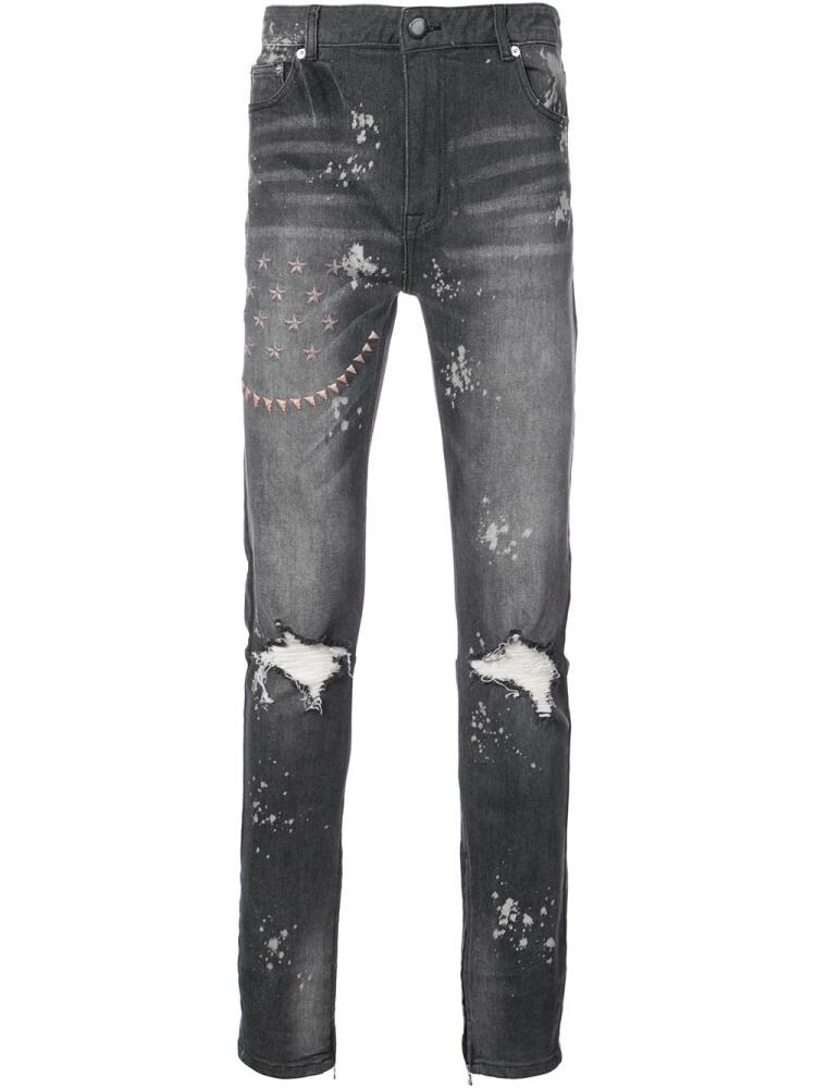 God's Masterful Children ripped embroidered slim-fit jeans - Black Cover