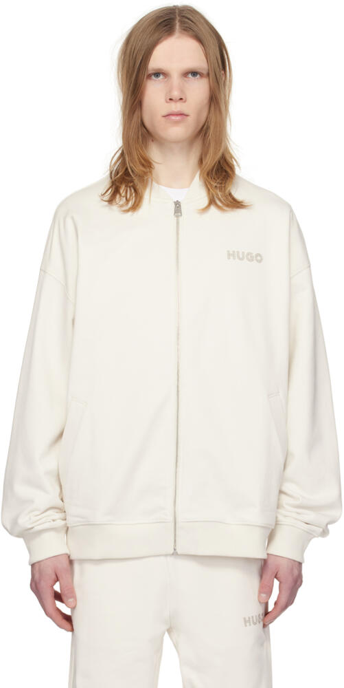 Hugo Off-White Embroidered Bomber Jacket Cover