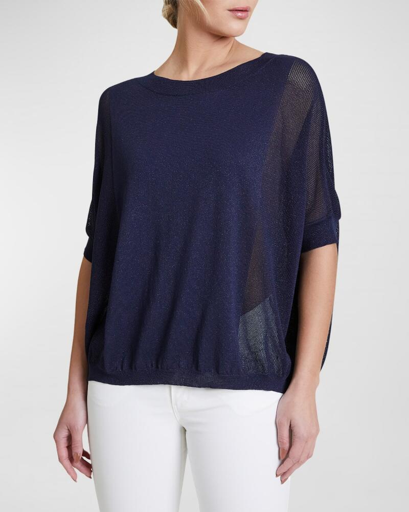 Santorelli Levi Dolman-Sleeve Mesh Knit Sweater Cover