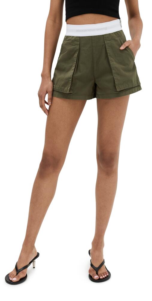 Alexander Wang High Waisted Cargo Rave Shorts Army Green Cover