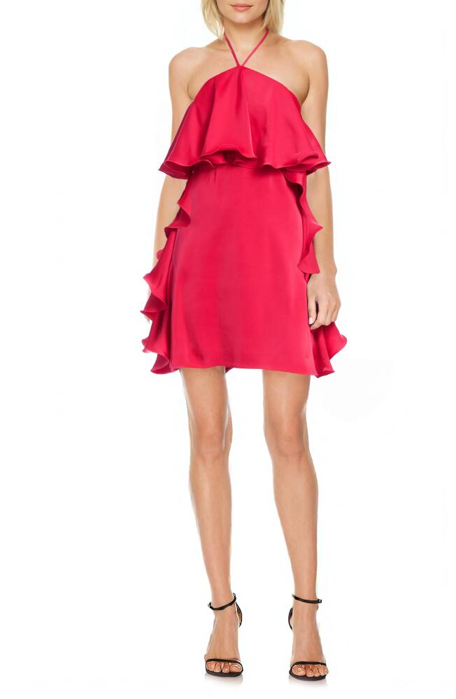 Jewel Badgley Mischka Ruffle Popover Cocktail Minidress in Deep Rose Cover