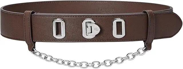 LAUREN Ralph Lauren Flip-Lock Leather Wide Belt (Dark Mahogany) Women's Belts Cover