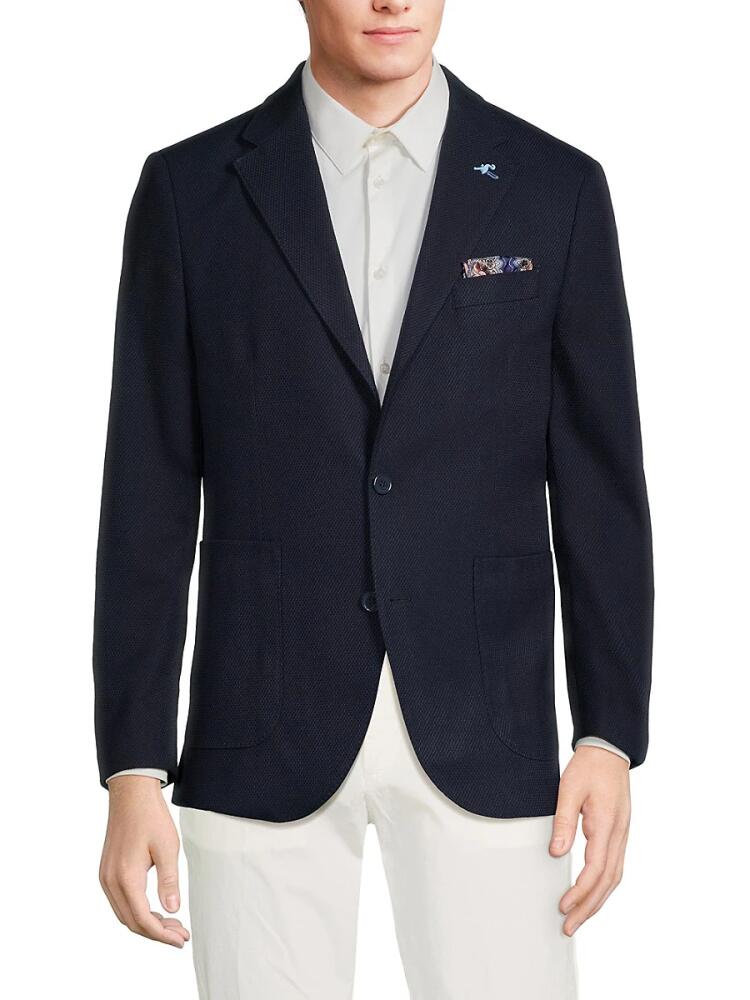 TailorByrd Men's Textured Notch Lapels Blazer - Navy Cover