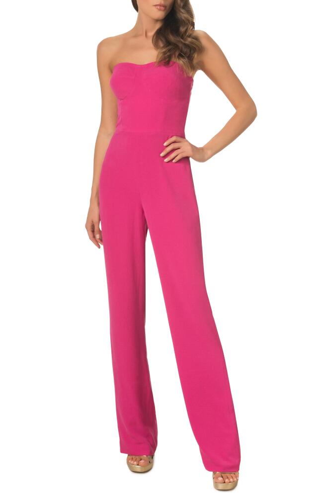 Dress the Population Preston Stretch Crepe Strapless Jumpsuit in Bright Fuchsia Cover