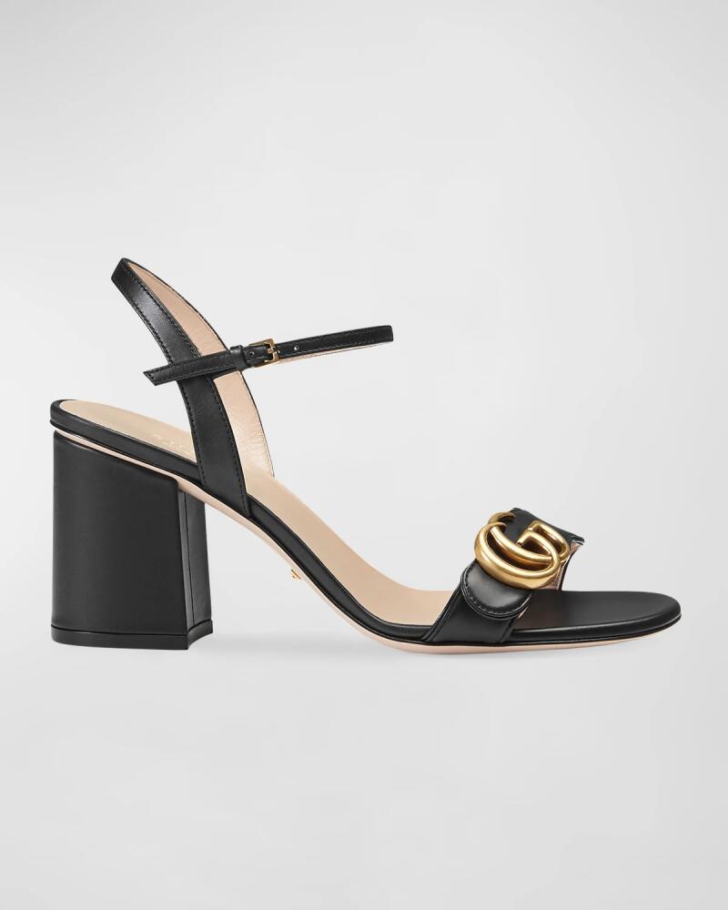 Gucci Marmont Leather GG Block-Heel Sandals Cover