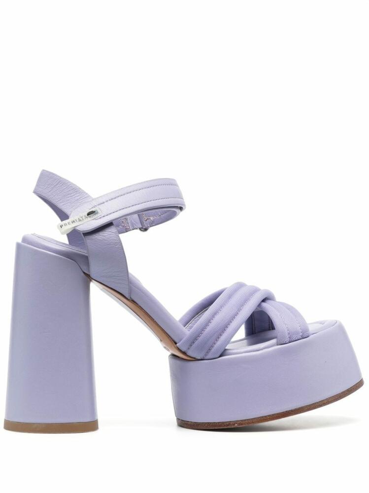 Premiata crossed strap leather platform sandals - Purple Cover