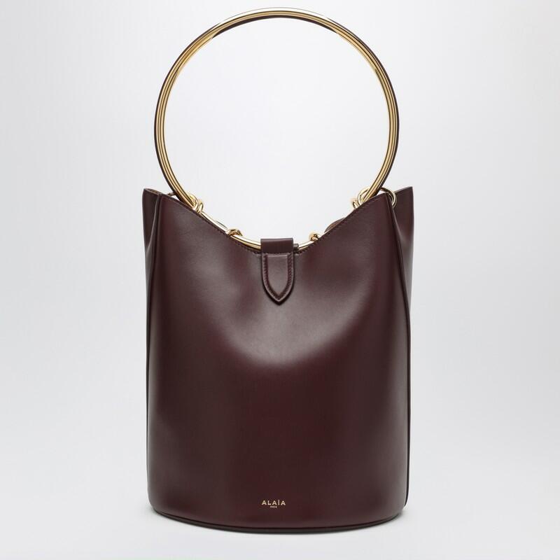 Alaïa Large chocolate-coloured leather Ring Bucket bag Cover