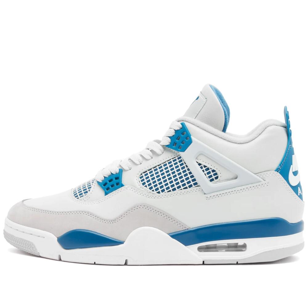 Air Jordan Men's 4 Retro OG Sneakers in Off White/Military Blue/Grey Cover