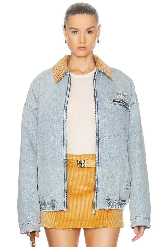 Miu Miu Padded Bomber Jacket in Blue Cover