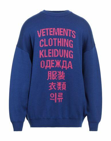 Vetements Man Sweater Blue Merino Wool Cover