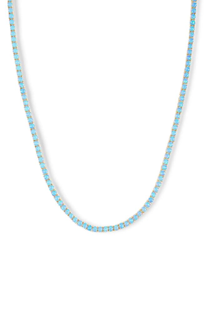 Melinda Maria Grand Heiress Imitation Opal Necklace in Blue Opal/Gold Cover