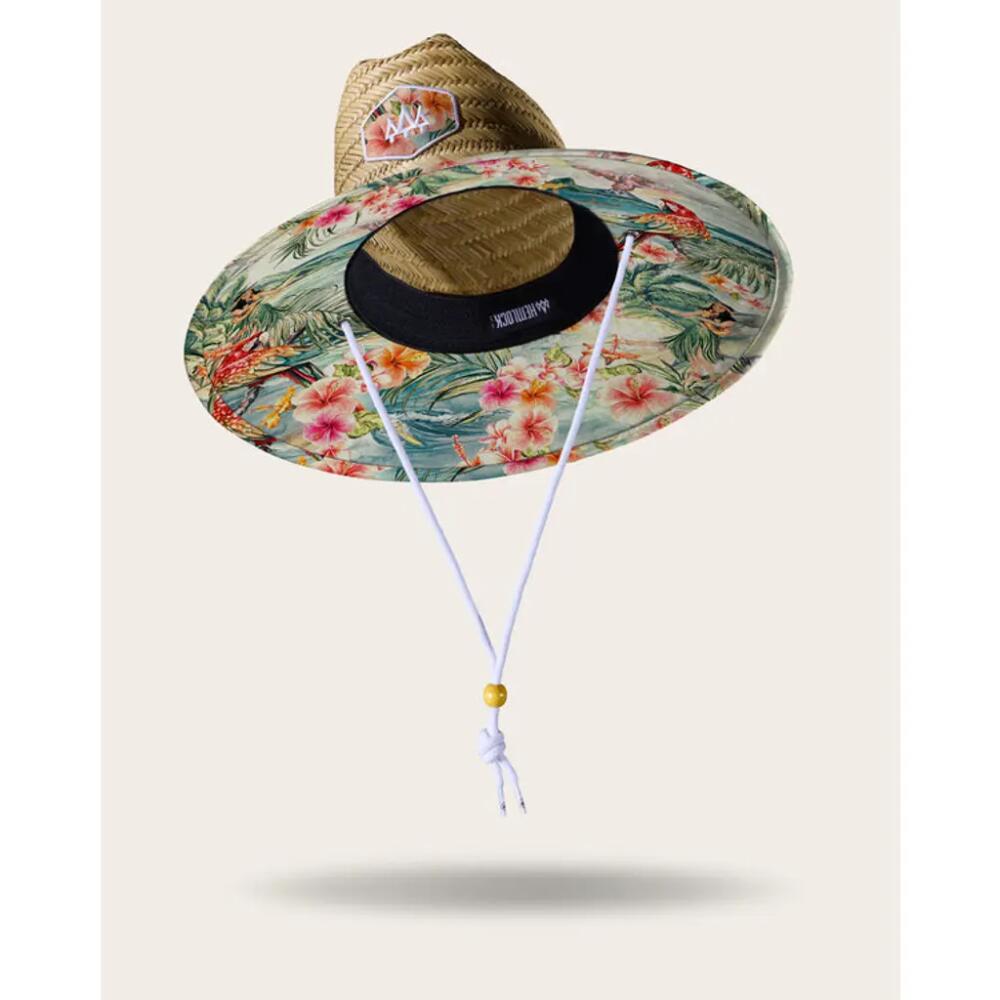 Hemlock Hanalei Straw Lifeguard Hat in Hula Floral Cover