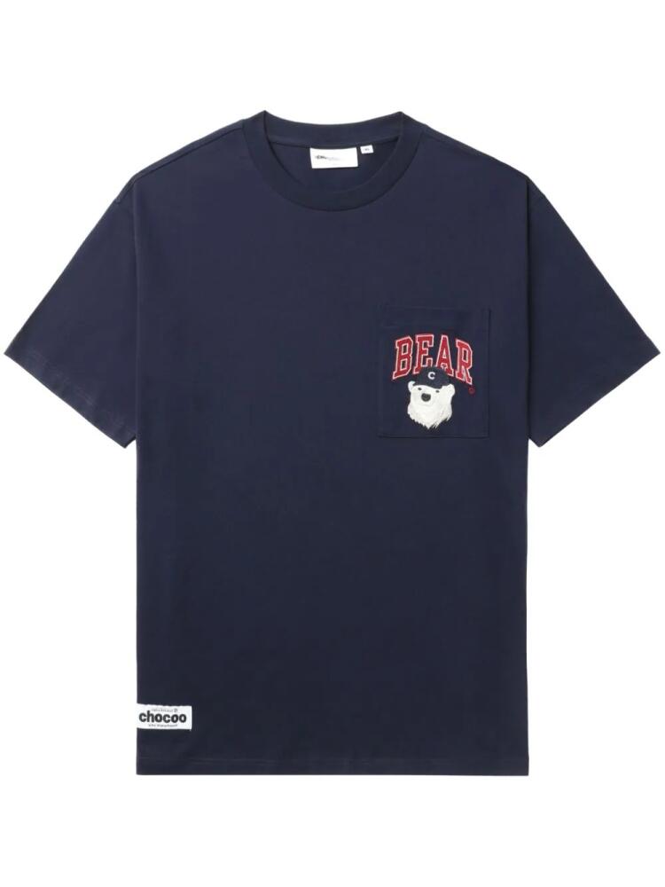 CHOCOOLATE bear-print cotton T-shirt - Blue Cover