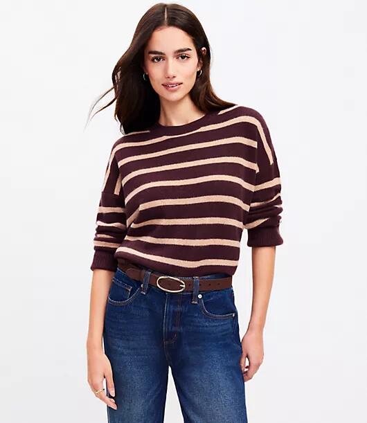 Loft Petite Striped Relaxed Cashmere Sweater Cover