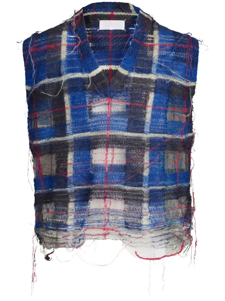 Maison Margiela distressed checked tank top - Blue Cover