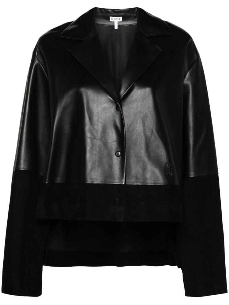 LOEWE Anagram-debossed leather blazer - Black Cover