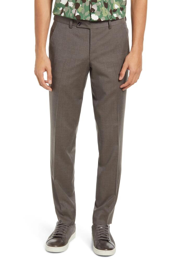 Ted Baker London Jerome Flat Front Wool Dress Pants in Brown Cover