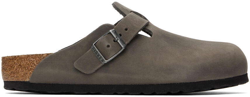 Birkenstock Gray Regular Boston Soft Footbed Loafers Cover