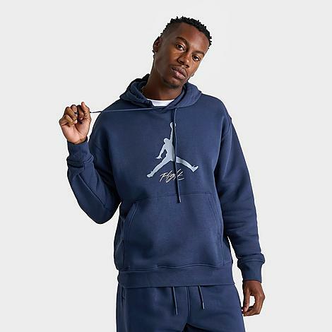 Jordan Men's Essentials Baseline Fleece Hoodie in Blue/Midnight Navy Cover