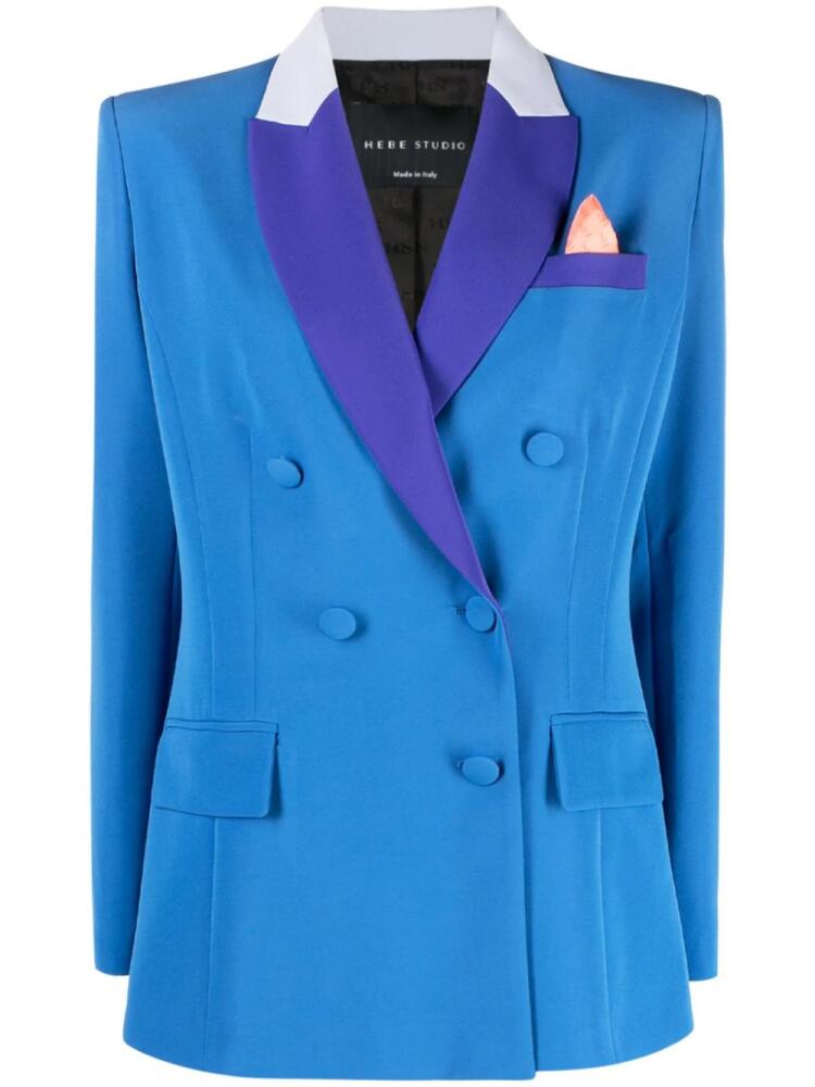 Hebe Studio Bianca colour-block crepe blazer - Blue Cover