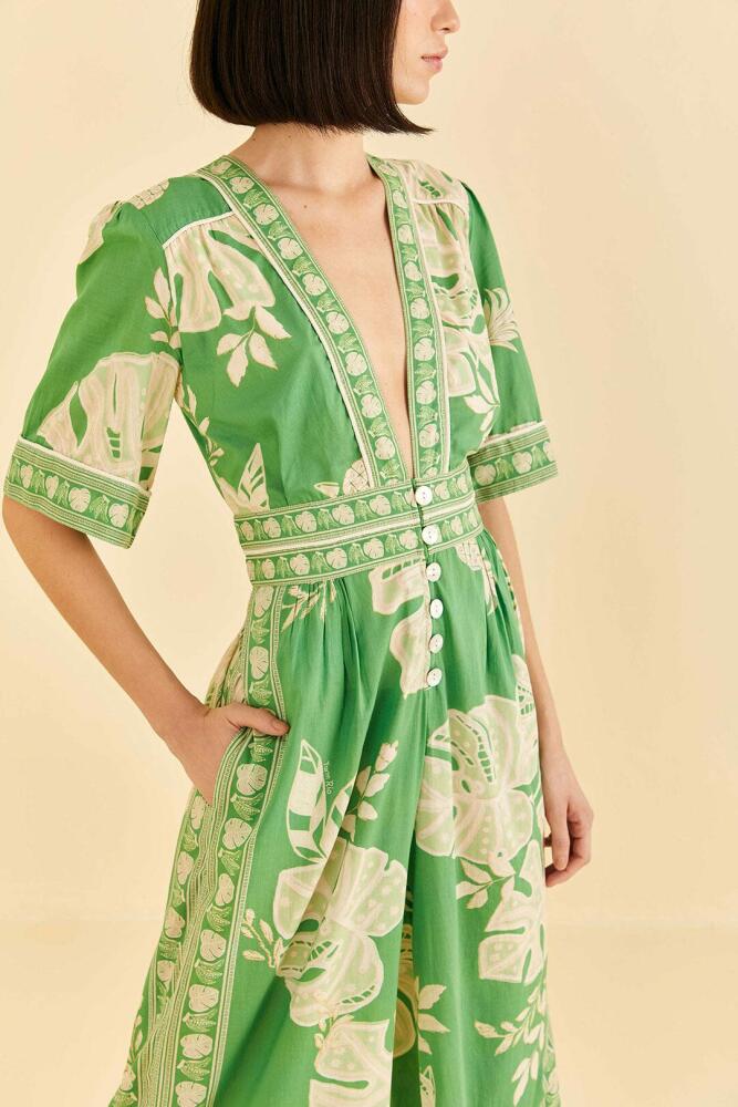 FARM Rio Green Lace Monsteras Jumpsuit Cover