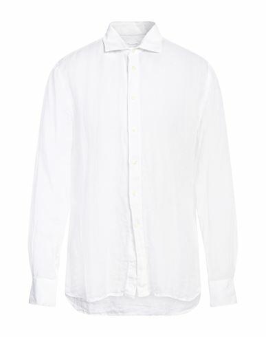 120% Lino Man Shirt White Linen Cover