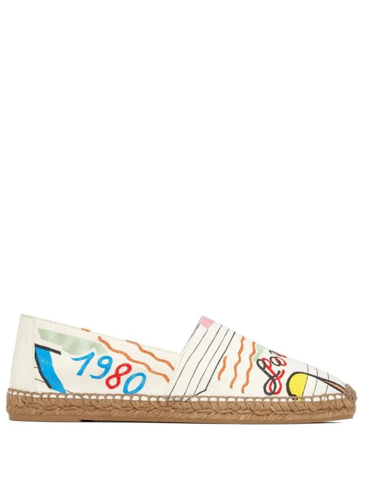 Saint Laurent embroidered-logo patterned espadrilles - White Cover