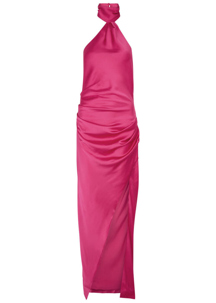 Misha Emma Halterneck Satin Maxi Dress - Bright Pink Cover