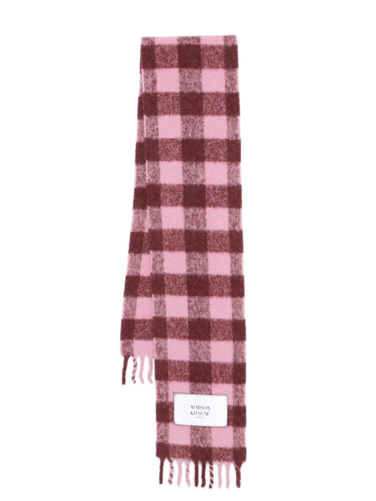 Maison Kitsuné check brushed scarf - Pink Cover