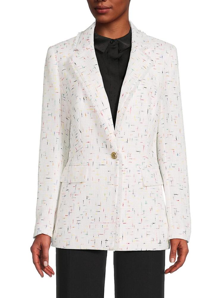 Karl Lagerfeld Paris Women's Roadmap Tweed Blazer - White Multi Cover