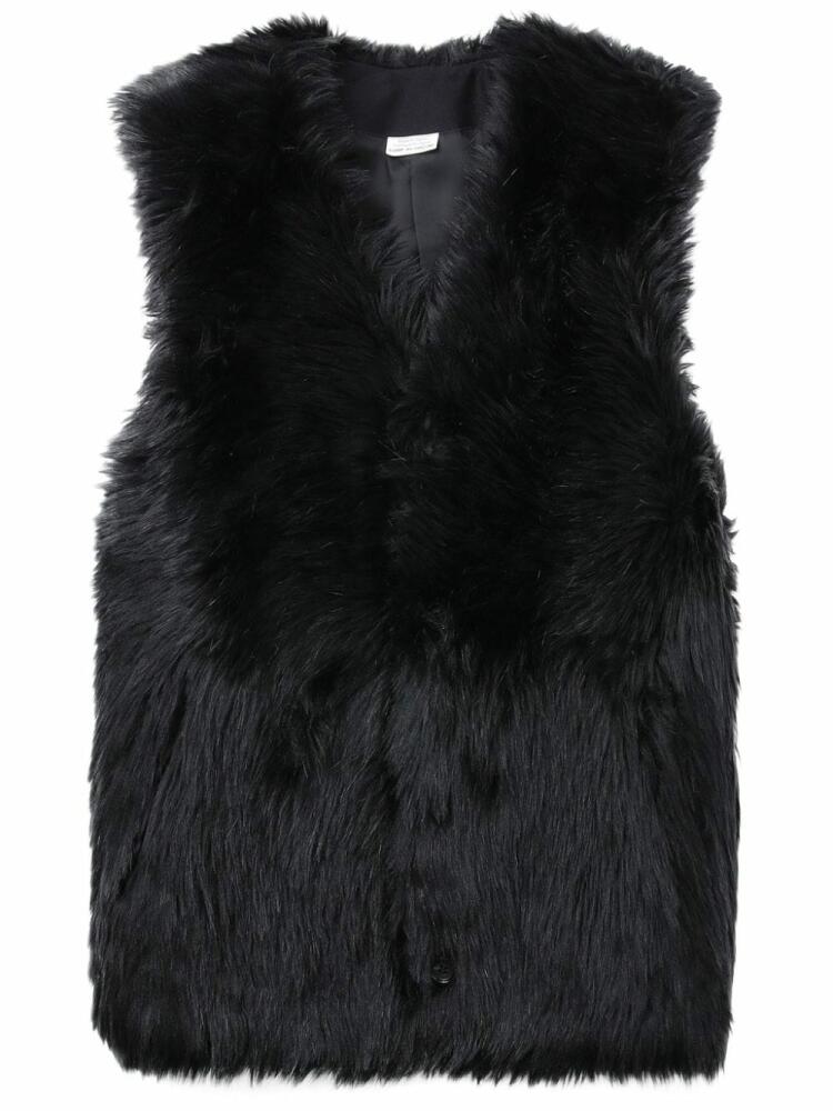 Black Comme Des Garçons V-neck faux-fur gilet Cover