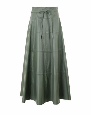 8 By Yoox Leather Full-volume Long Skirt Woman Maxi skirt Sage green Lambskin Cover