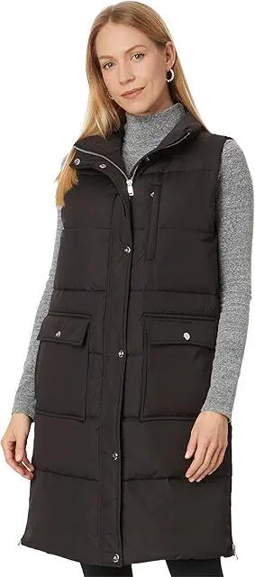 Lauren Ralph Lauren Long Puffer Vest (Black) Women's Coat Cover