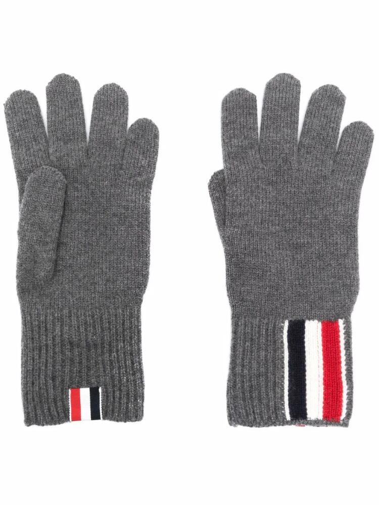 Thom Browne RWB stripe merino wool gloves - Grey Cover