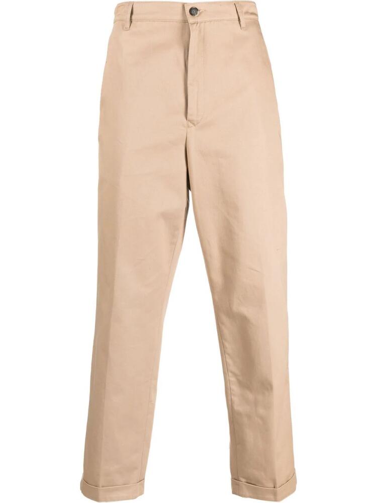 Kenzo logo-patch straight-leg trousers - Neutrals Cover