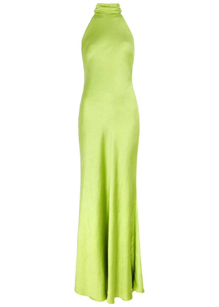 Misha Evianna Halterneck Satin Gown - Lime Cover