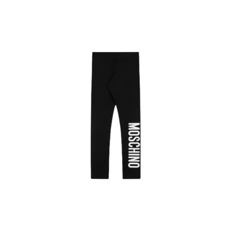 Moschino Girls Black Lettering Logo Leggings Cover