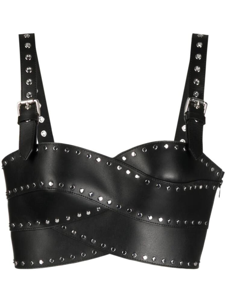 Monse stud-detail leather bustier top - Black Cover