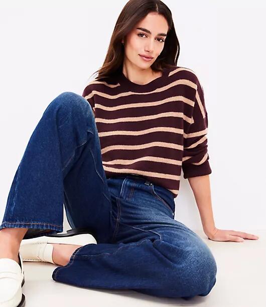 Loft Striped Relaxed Cashmere Sweater Cover