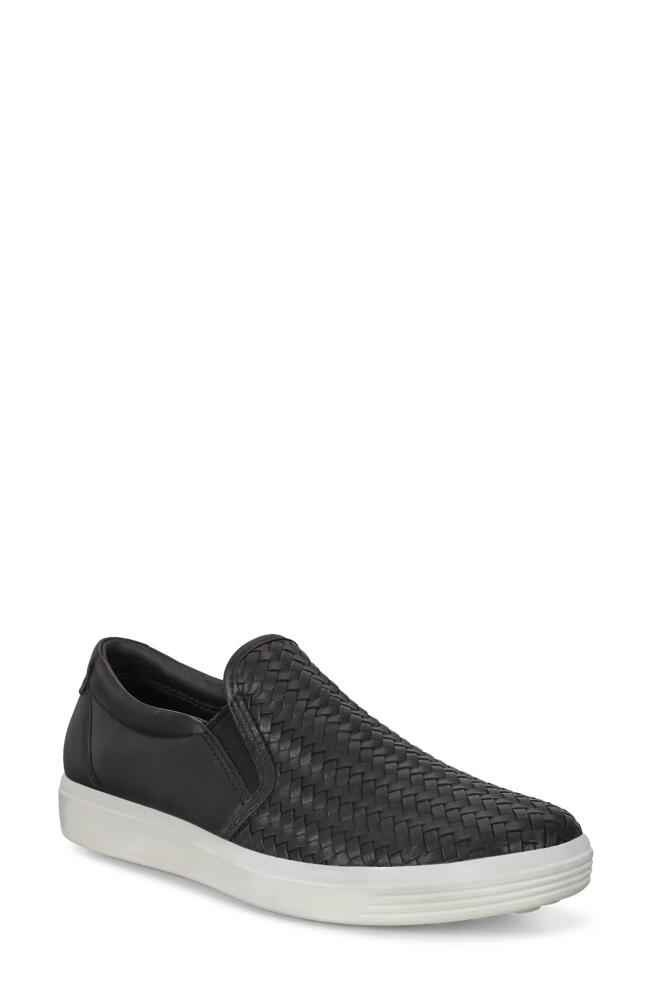 ECCO Soft 7 Slip-On Sneaker in Black Leather Cover