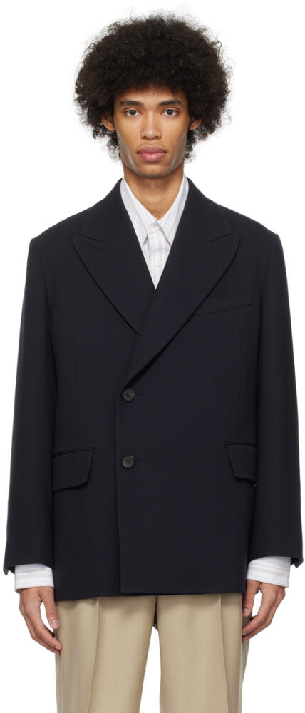 AURALEE Navy Double-Breasted Blazer Cover